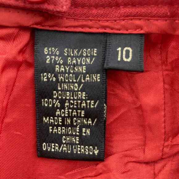 Dana Buchman Red Silk Blend Lined Zippered Pencil Skirt Sz 10 - Picture 5 of 5